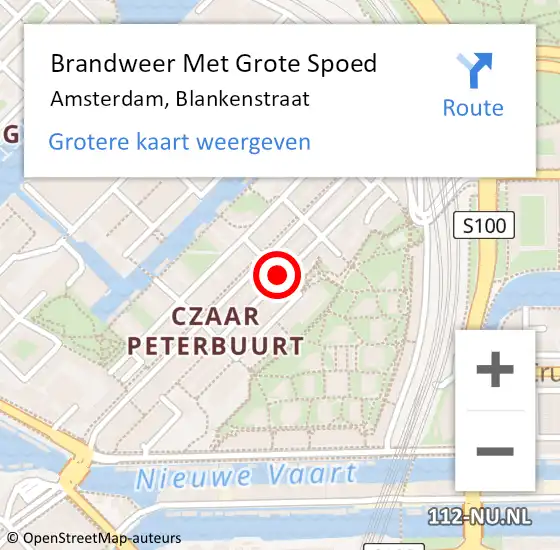 Locatie op kaart van de 112 melding: Brandweer Met Grote Spoed Naar Amsterdam, Blankenstraat op 17 november 2018 16:56