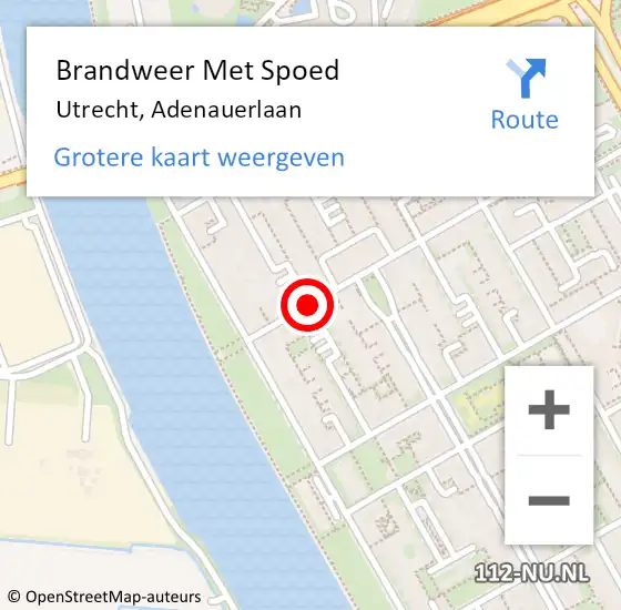 Locatie op kaart van de 112 melding: Brandweer Met Spoed Naar Utrecht, Adenauerlaan op 17 november 2018 17:15