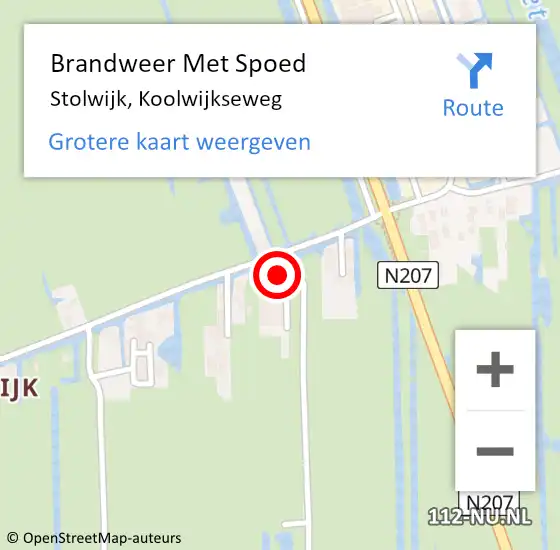 Locatie op kaart van de 112 melding: Brandweer Met Spoed Naar Stolwijk, Koolwijkseweg op 14 maart 2014 21:50