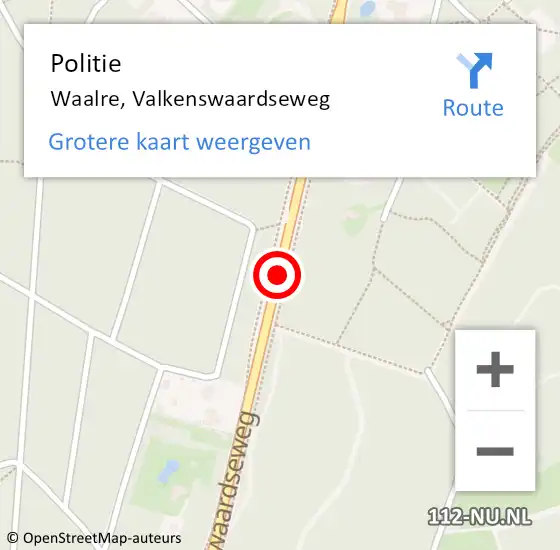 Locatie op kaart van de 112 melding: Politie Waalre, Valkenswaardseweg op 17 november 2018 17:32