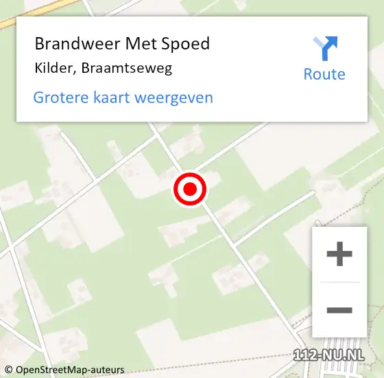 Locatie op kaart van de 112 melding: Brandweer Met Spoed Naar Kilder, Braamtseweg op 17 november 2018 17:48