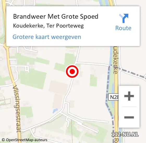 Locatie op kaart van de 112 melding: Brandweer Met Grote Spoed Naar Koudekerke, Ter Poorteweg op 17 november 2018 18:00