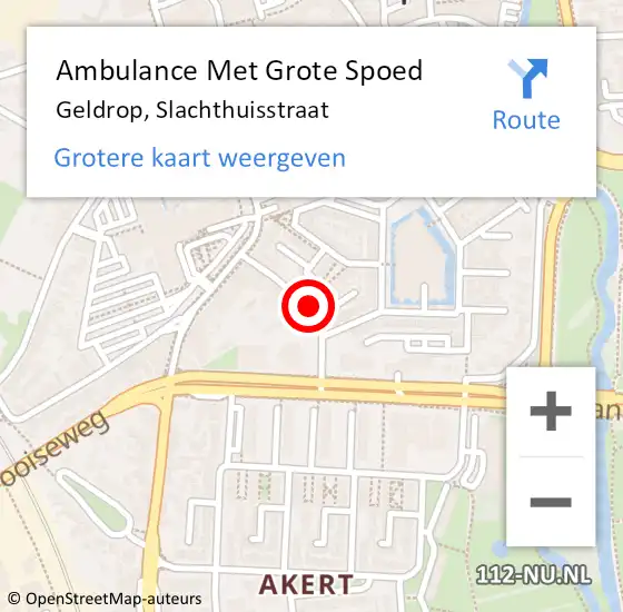 Locatie op kaart van de 112 melding: Ambulance Met Grote Spoed Naar Geldrop, Slachthuisstraat op 17 november 2018 18:48