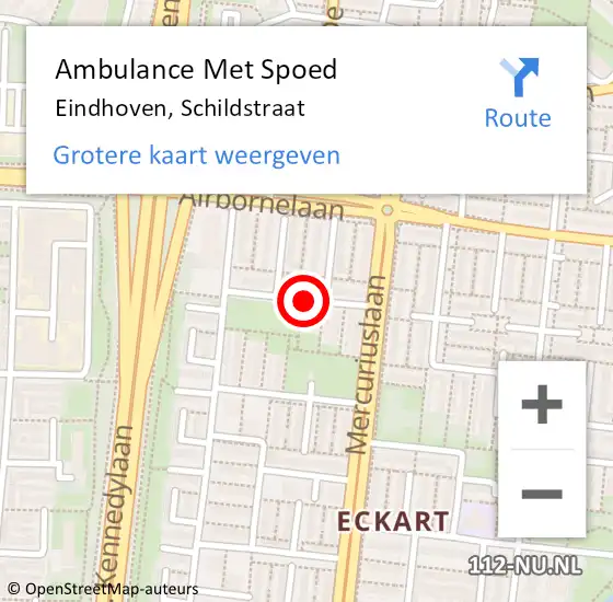 Locatie op kaart van de 112 melding: Ambulance Met Spoed Naar Eindhoven, Schildstraat op 17 november 2018 19:34
