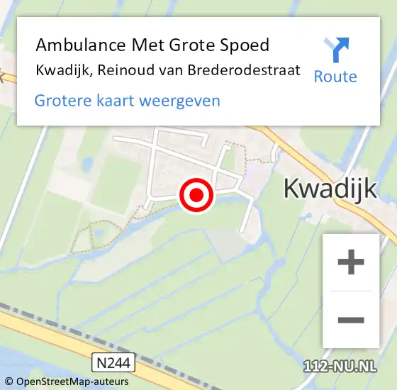 Locatie op kaart van de 112 melding: Ambulance Met Grote Spoed Naar Kwadijk, Reinoud van Brederodestraat op 17 november 2018 19:57