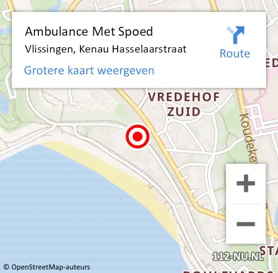 Locatie op kaart van de 112 melding: Ambulance Met Spoed Naar Vlissingen, Kenau Hasselaarstraat op 17 november 2018 21:25