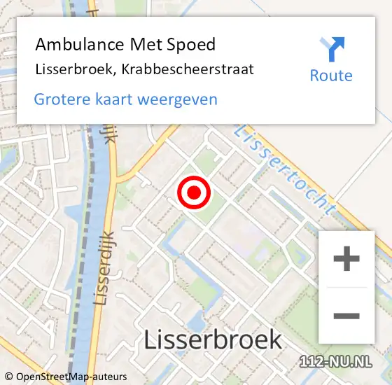 Locatie op kaart van de 112 melding: Ambulance Met Spoed Naar Lisserbroek, Krabbescheerstraat op 17 november 2018 21:33