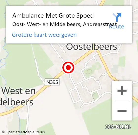 Locatie op kaart van de 112 melding: Ambulance Met Grote Spoed Naar Oost- West- en Middelbeers, Andreasstraat op 17 november 2018 22:25
