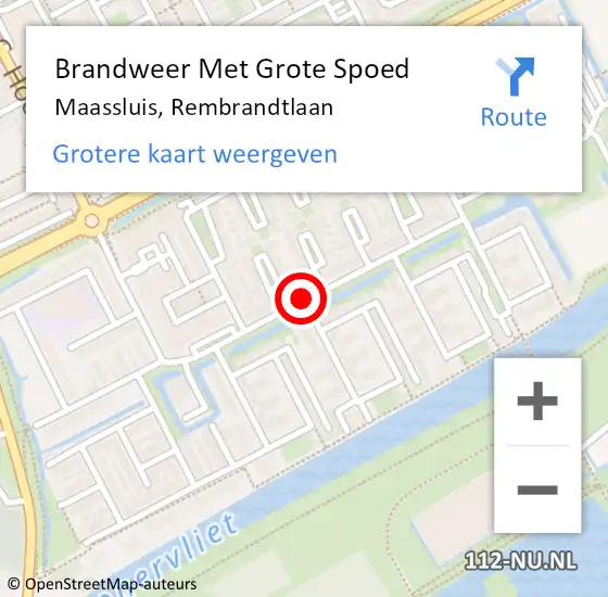 Locatie op kaart van de 112 melding: Brandweer Met Grote Spoed Naar Maassluis, Rembrandtlaan op 17 november 2018 22:37