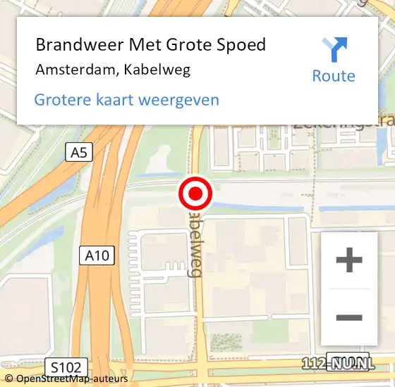 Locatie op kaart van de 112 melding: Brandweer Met Grote Spoed Naar Amsterdam, Kabelweg op 17 november 2018 22:52