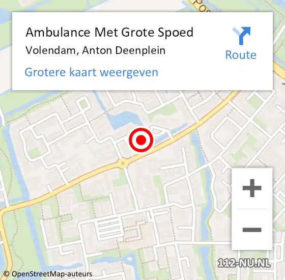 Locatie op kaart van de 112 melding: Ambulance Met Grote Spoed Naar Volendam, Anton Deenplein op 14 maart 2014 22:28