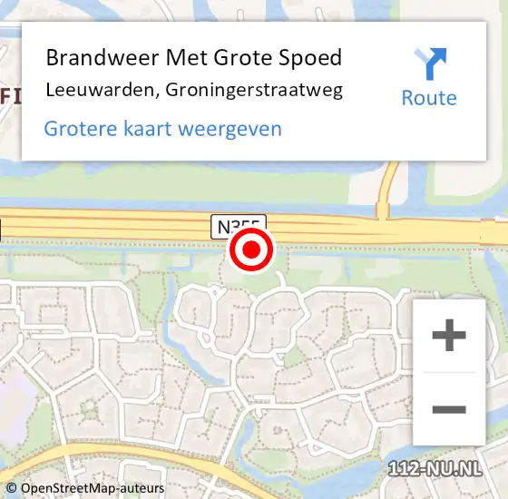 Locatie op kaart van de 112 melding: Brandweer Met Grote Spoed Naar Leeuwarden, Groningerstraatweg op 17 november 2018 23:18