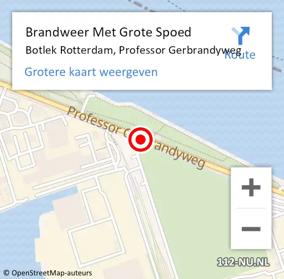 Locatie op kaart van de 112 melding: Brandweer Met Grote Spoed Naar Botlek Rotterdam, Professor Gerbrandyweg op 17 november 2018 23:26