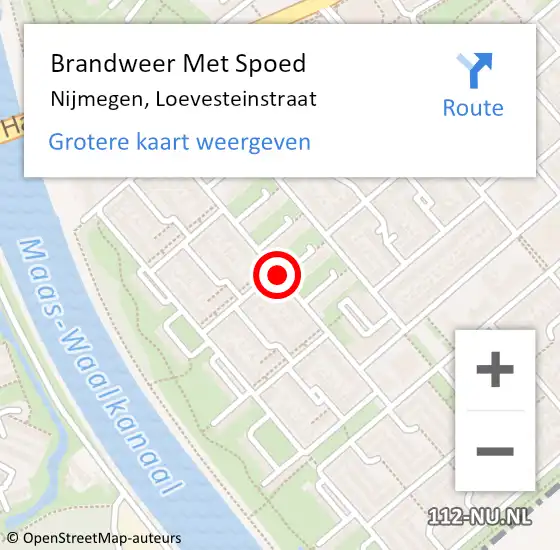 Locatie op kaart van de 112 melding: Brandweer Met Spoed Naar Nijmegen, Loevesteinstraat op 17 november 2018 23:26