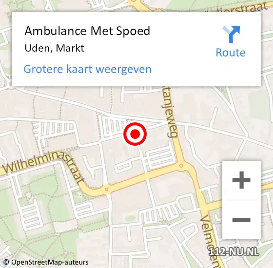 Locatie op kaart van de 112 melding: Ambulance Met Spoed Naar Uden, Markt op 18 november 2018 00:14