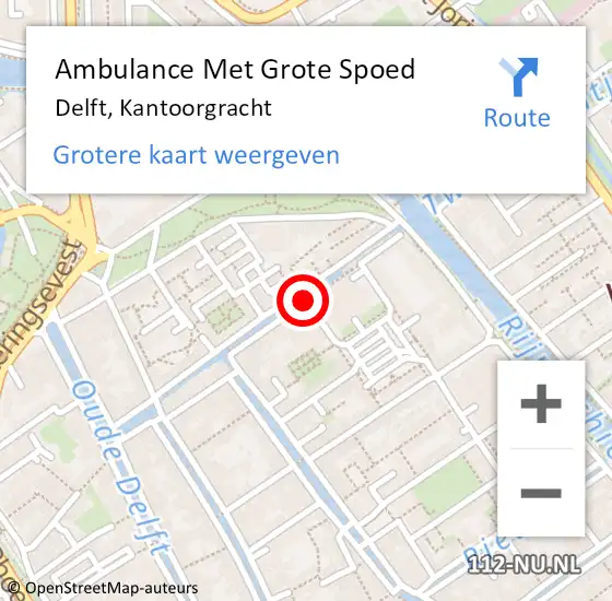 Locatie op kaart van de 112 melding: Ambulance Met Grote Spoed Naar Delft, Kantoorgracht op 18 november 2018 00:15