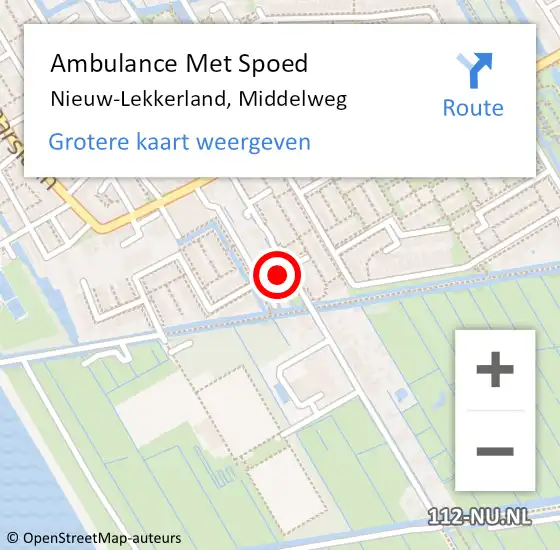 Locatie op kaart van de 112 melding: Ambulance Met Spoed Naar Nieuw-Lekkerland, Middelweg op 18 november 2018 00:16