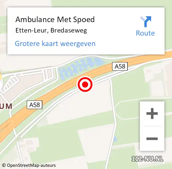 Locatie op kaart van de 112 melding: Ambulance Met Spoed Naar Etten-Leur, Bredaseweg op 18 november 2018 00:24