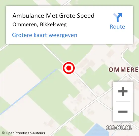 Locatie op kaart van de 112 melding: Ambulance Met Grote Spoed Naar Ommeren, Bikkelsweg op 18 november 2018 01:08