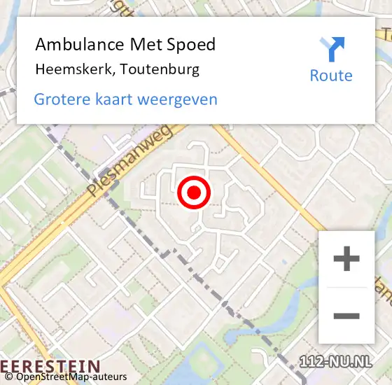 Locatie op kaart van de 112 melding: Ambulance Met Spoed Naar Heemskerk, Toutenburg op 18 november 2018 01:42