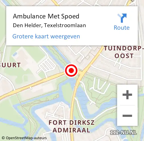 Locatie op kaart van de 112 melding: Ambulance Met Spoed Naar Den Helder, Texelstroomlaan op 18 november 2018 01:44