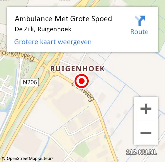 Locatie op kaart van de 112 melding: Ambulance Met Grote Spoed Naar De Zilk, Ruigenhoek op 14 maart 2014 22:44