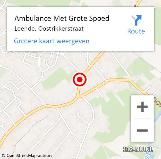 Locatie op kaart van de 112 melding: Ambulance Met Grote Spoed Naar Leende, Oostrikkerstraat op 18 november 2018 02:05