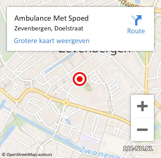 Locatie op kaart van de 112 melding: Ambulance Met Spoed Naar Zevenbergen, Doelstraat op 18 november 2018 02:36