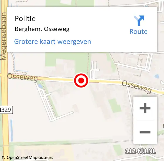 Locatie op kaart van de 112 melding: Politie Berghem, Osseweg op 18 november 2018 02:38