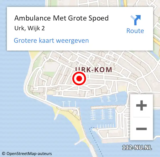 Locatie op kaart van de 112 melding: Ambulance Met Grote Spoed Naar Urk, Wijk 2 op 18 november 2018 02:57