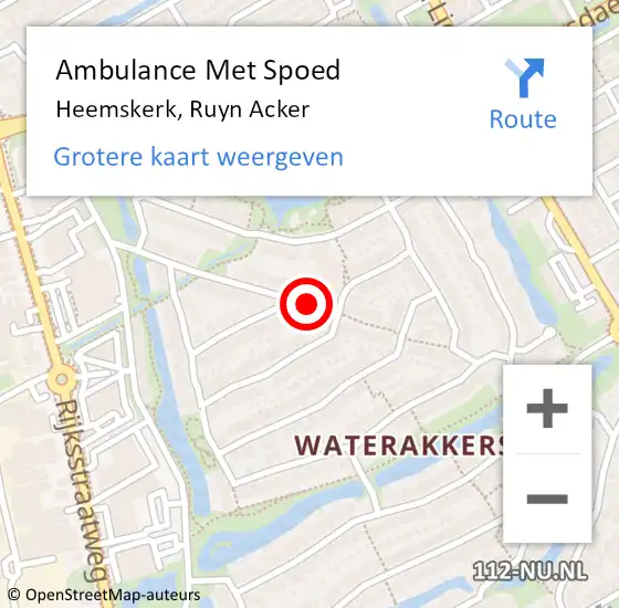 Locatie op kaart van de 112 melding: Ambulance Met Spoed Naar Heemskerk, Ruyn Acker op 18 november 2018 03:07