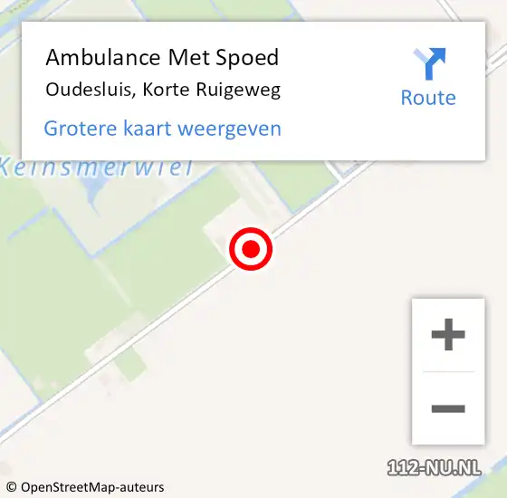 Locatie op kaart van de 112 melding: Ambulance Met Spoed Naar Oudesluis, Korte Ruigeweg op 18 november 2018 03:22