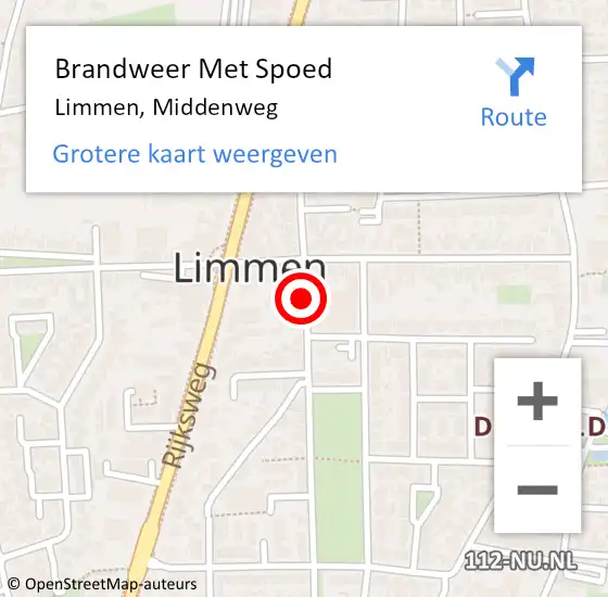 Locatie op kaart van de 112 melding: Brandweer Met Spoed Naar Limmen, Middenweg op 18 november 2018 03:25