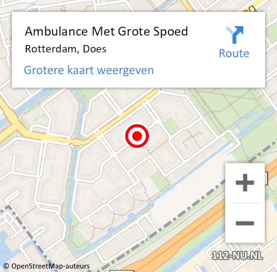 Locatie op kaart van de 112 melding: Ambulance Met Grote Spoed Naar Rotterdam, Does op 18 november 2018 03:59
