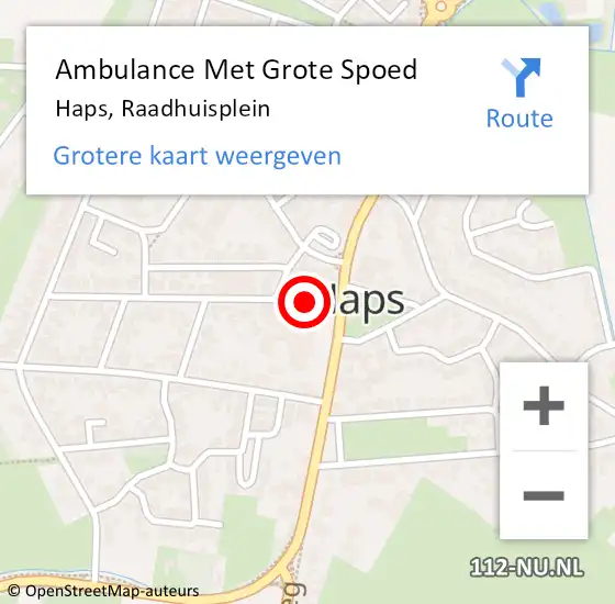 Locatie op kaart van de 112 melding: Ambulance Met Grote Spoed Naar Haps, Raadhuisplein op 18 november 2018 04:18