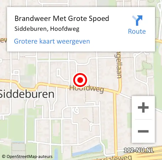 Locatie op kaart van de 112 melding: Brandweer Met Grote Spoed Naar Siddeburen, Hoofdweg op 18 november 2018 04:20