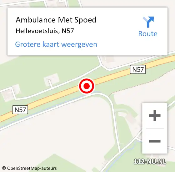 Locatie op kaart van de 112 melding: Ambulance Met Spoed Naar Hellevoetsluis, N57 op 18 november 2018 05:19