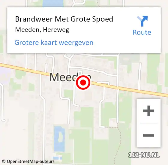 Locatie op kaart van de 112 melding: Brandweer Met Grote Spoed Naar Meeden, Hereweg op 18 november 2018 06:56