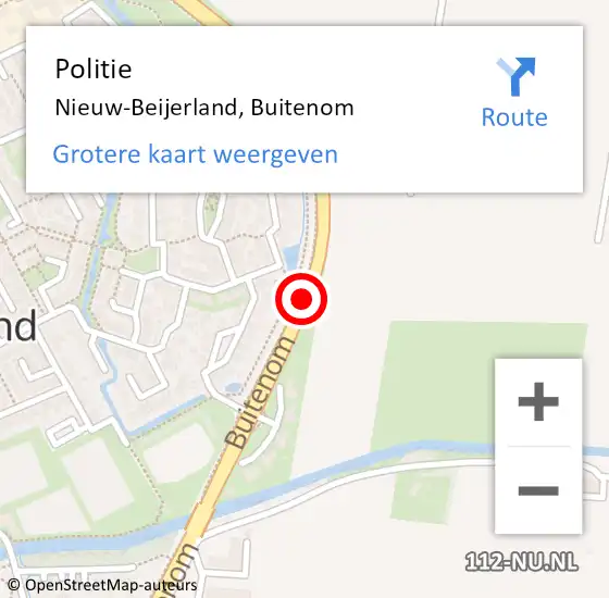 Locatie op kaart van de 112 melding: Politie Nieuw-Beijerland, Buitenom op 18 november 2018 07:17