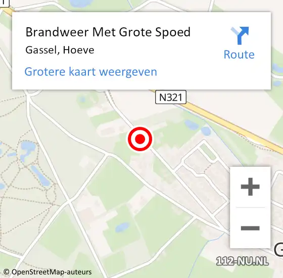 Locatie op kaart van de 112 melding: Brandweer Met Grote Spoed Naar Gassel, Hoeve op 18 november 2018 08:06