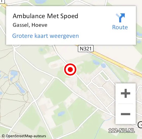 Locatie op kaart van de 112 melding: Ambulance Met Spoed Naar Gassel, Hoeve op 18 november 2018 08:16