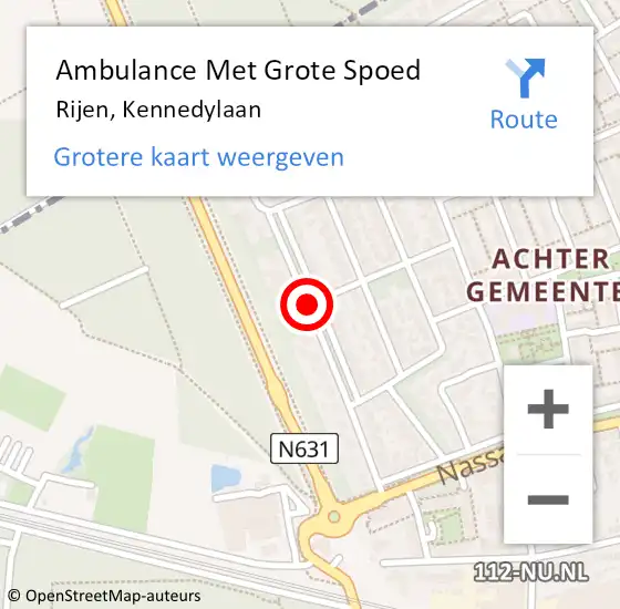 Locatie op kaart van de 112 melding: Ambulance Met Grote Spoed Naar Rijen, Kennedylaan op 18 november 2018 08:45