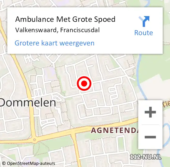 Locatie op kaart van de 112 melding: Ambulance Met Grote Spoed Naar Valkenswaard, Franciscusdal op 18 november 2018 09:42