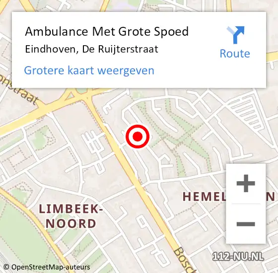 Locatie op kaart van de 112 melding: Ambulance Met Grote Spoed Naar Eindhoven, De Ruijterstraat op 18 november 2018 09:46