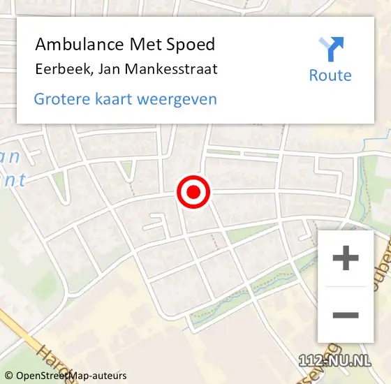 Locatie op kaart van de 112 melding: Ambulance Met Spoed Naar Eerbeek, Jan Mankesstraat op 18 november 2018 09:57