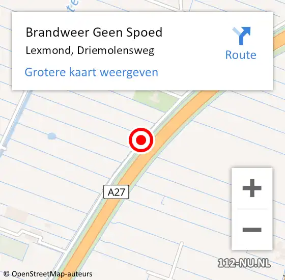 Locatie op kaart van de 112 melding: Brandweer Geen Spoed Naar Lexmond, Driemolensweg op 18 november 2018 10:13