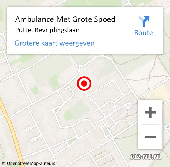 Locatie op kaart van de 112 melding: Ambulance Met Grote Spoed Naar Putte, Bevrijdingslaan op 14 maart 2014 23:19