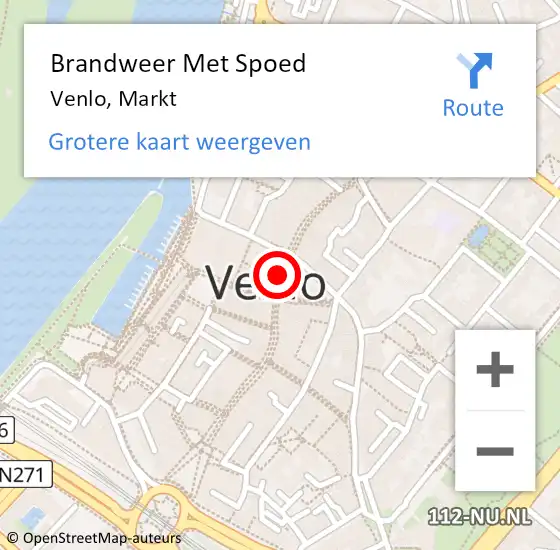 Locatie op kaart van de 112 melding: Brandweer Met Spoed Naar Venlo, Markt op 18 november 2018 11:13