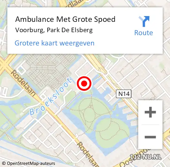 Locatie op kaart van de 112 melding: Ambulance Met Grote Spoed Naar Voorburg, Park De Elsberg op 18 november 2018 11:23