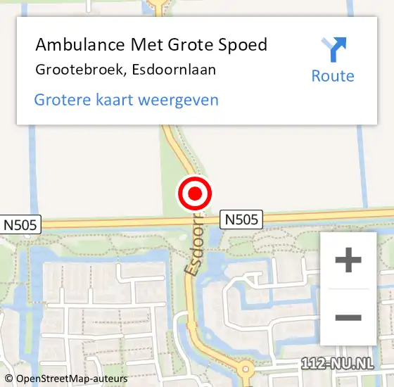 Locatie op kaart van de 112 melding: Ambulance Met Grote Spoed Naar Grootebroek, Esdoornlaan op 18 november 2018 11:53